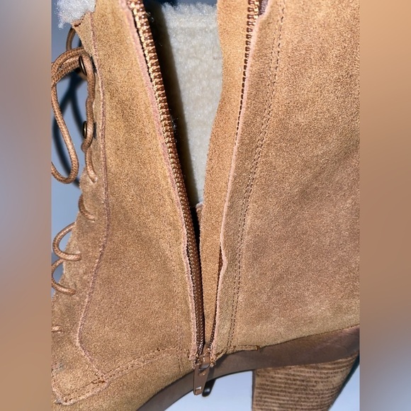 Denim & Supply Ralph Lauren‎ Carson Shearling Suede Chunky Heel Boot Women 11B - Picture 5 of 9